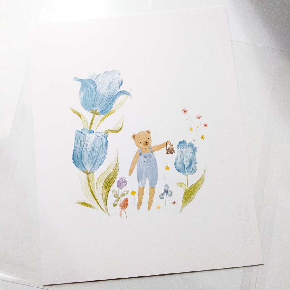 NEW Cuddle + Kind Cute Nursery Art Prints Deer Bear Flowers Mushrooms Baby Decor